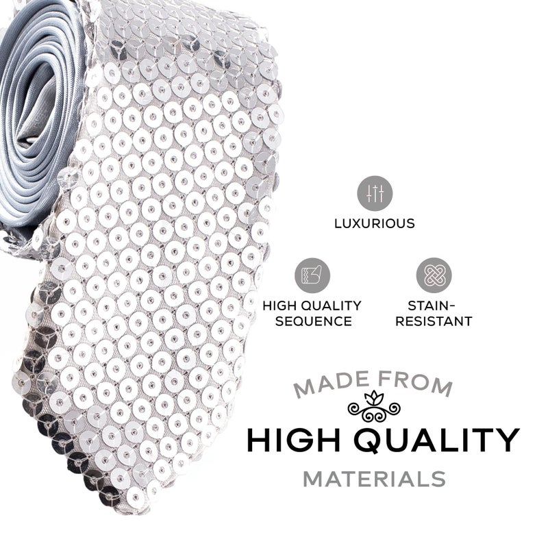 Man of Men Tie - Sequin - Silver - Image 2